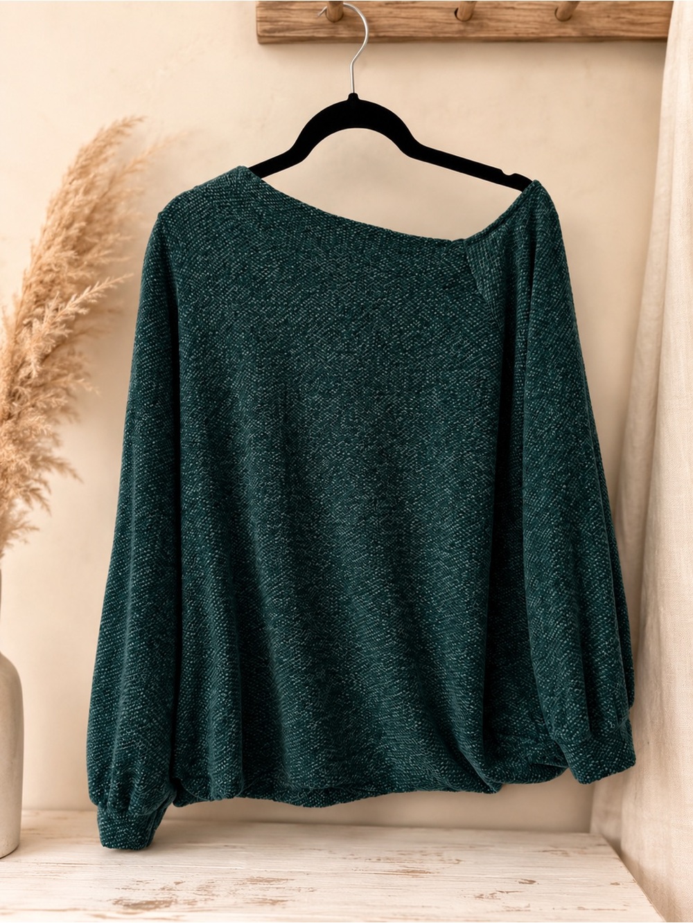 Kaileigh Teal Off-the-Shoulder Knit Sweater